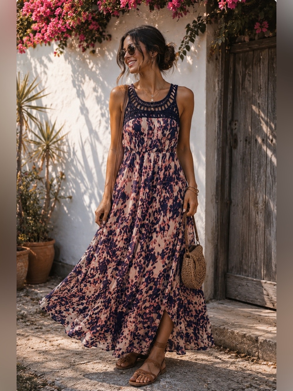 💓🌸Lily Rose Maxi Dress Sleeveless, Multi-Color Poly Chiffon Size Small🩷